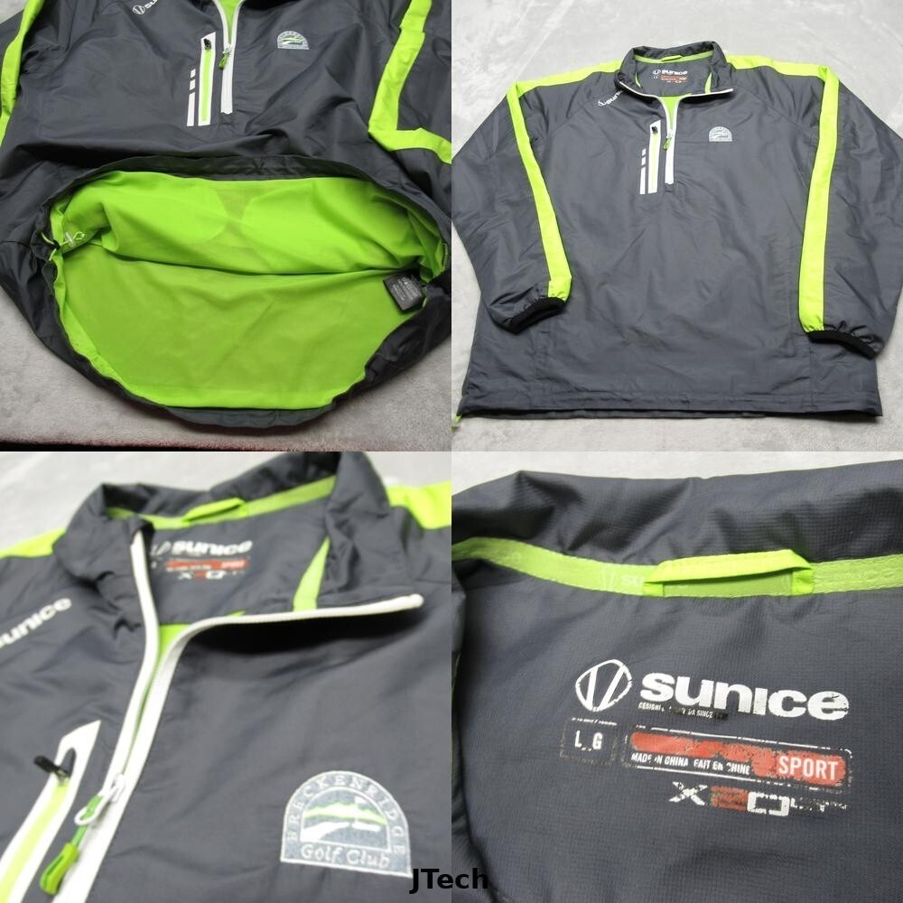 Sunice X20 Golf Jacket Mens Large Gray Pockets Drawcord Hem 1/4 Zip Breckenridge